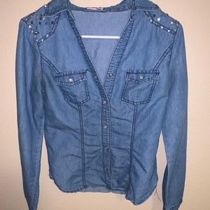 Denim button up blouse